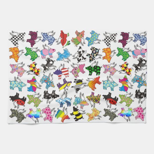 Fliegenschwein-Geschirrtuch Handtuch (Horizontal)