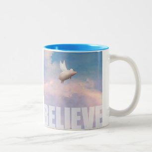 Fliegenschwein-Kaffee-Tasse Zweifarbige Tasse