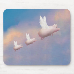 Fliegenschwein mit Fliegenferkeln Mousepad