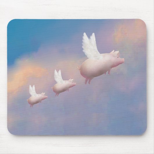 Fliegenschwein mit Fliegenferkeln Mousepad (Vorne)