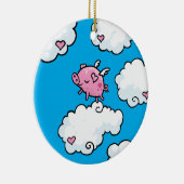 Fliegenschwein tanzt auf Wolken Keramikornament (Rechts)
