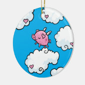 Fliegenschwein tanzt auf Wolken Keramikornament (Links)