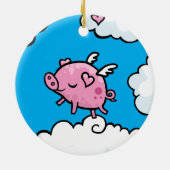 Fliegenschwein tanzt auf Wolken Keramikornament (Hinten)