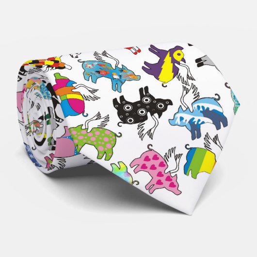 Fliegenschweine Krawatte (Gerollt)