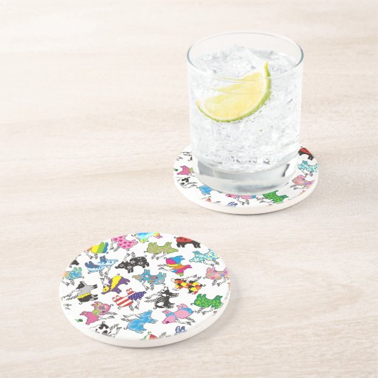 Fliegenschweine Sandstein Untersetzer (Seite)