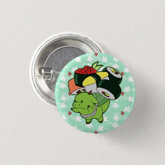 Fliegensushi-Dracheknopf Button (Vorne & Hinten)