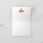 *~* Fliegenteddy-Bärn-rotes Flugzeug hat Mond in Dankeskarte (Innenseite)