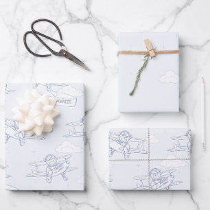 Flieger Pilot Flugzeug Kostbare Fracht Babyparty Geschenkpapier Set