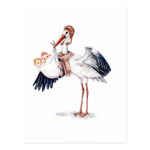 Storch Mit Baby Postkarten Zazzle De