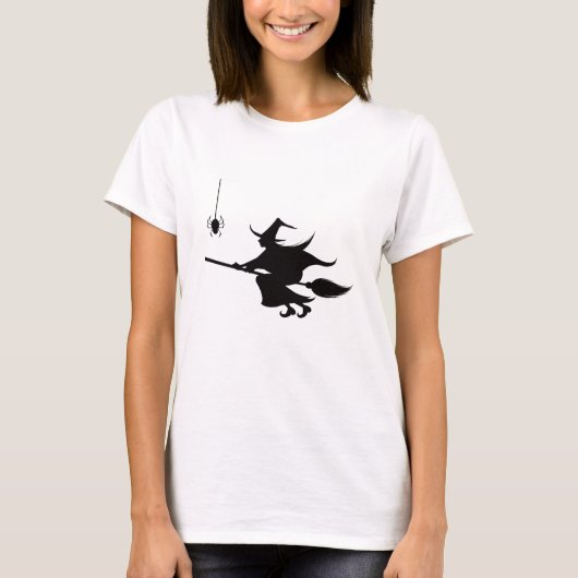 Fliegerei auf Broom Halloween Design T-Shirt (Vorderseite)
