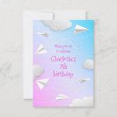 Fliegerflugzeuge Mädchen pink blau Geburtstag Ankündigung (Vorderseite)