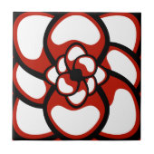 Fliese, abstrakte Blume 3, Rot, Schwarzes, weiß Fliese (Vorderseite)
