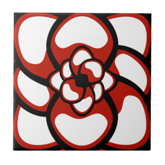 Fliese, abstrakte Blume 3, Rot, Schwarzes, weiß Fliese