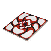 Fliese, abstrakte Blume 3, Rot, Schwarzes, weiß Fliese (Seite)