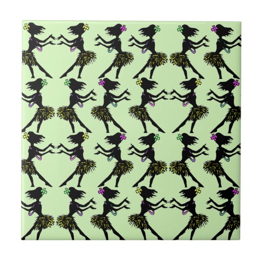 Fliese hawaiische tropische Vintage Hula Mädchen (Vorderseite)