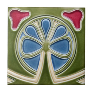 Fliese - Jugendstil Kleeblatt