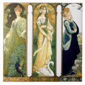 Fliese Kunst Nouveau Damen-Bird Swan Peacock (Vorderseite)