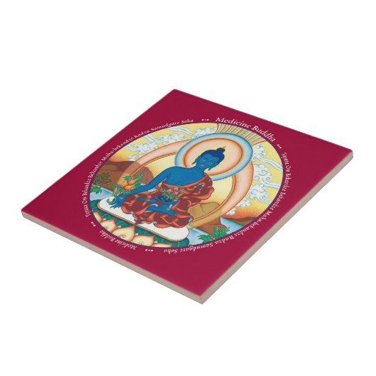 Fliese - Medizin Buddha mit Beschwörungsformel (Seite)