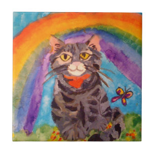 FLIESE MIT CAT AN DER REGENBOGEN-BRÜCKE