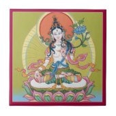 FLIESE - weißes Tara, Buddha der Langlebigkeit (Vorderseite)