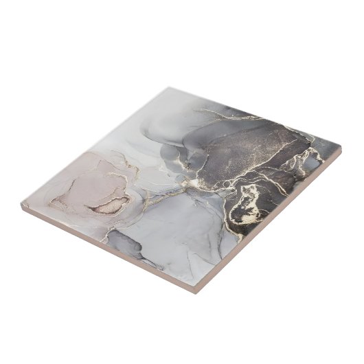 Fliesen aus schwarzem und goldfarbenem Boden, grau (Seite)