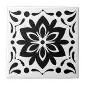 Fliesen aus schwarzem und weißem Blume (Vorderseite)