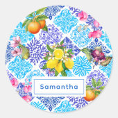 Fliesen aus sizilianischem Zitrusfrüchte Runder Aufkleber (Vorderseite)