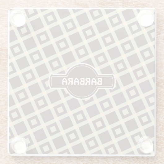 Fliesen Beige Schokolade Minimales Muster Glasuntersetzer (Rückseite)