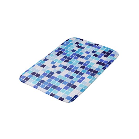 Fliesen, blaue Mosaikfliesen, geometrisches Muster Badematte (Schrägansicht)