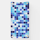 Fliesen, blaue Mosaikfliesen, geometrisches Muster Banner (Vertikal)