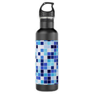 Fliesen, blaue Mosaikfliesen, geometrisches Muster Edelstahlflasche