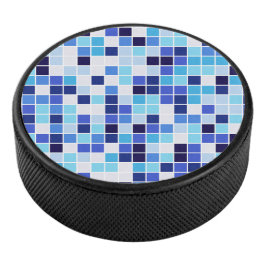 Fliesen, blaue Mosaikfliesen, geometrisches Muster Eishockey Puck