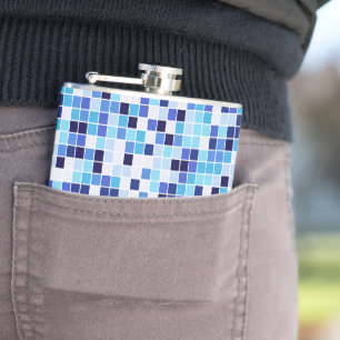 Fliesen, blaue Mosaikfliesen, geometrisches Muster Flachmann