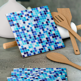 Fliesen, blaue Mosaikfliesen, geometrisches Muster Fliese