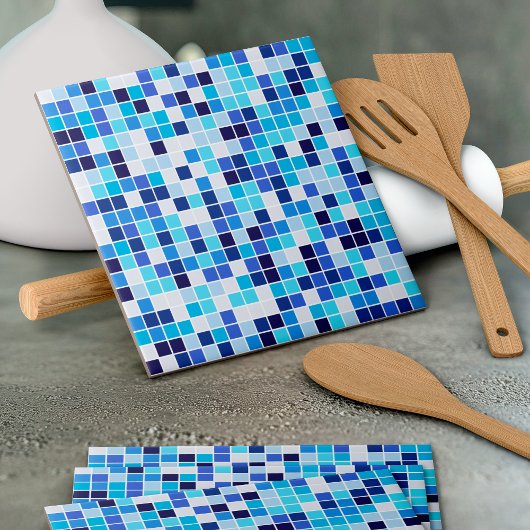 Fliesen, blaue Mosaikfliesen, geometrisches Muster Fliese