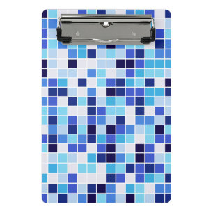 Fliesen, blaue Mosaikfliesen, geometrisches Muster Mini Klemmbrett