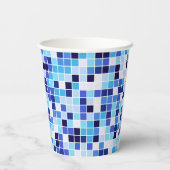 Fliesen, blaue Mosaikfliesen, geometrisches Muster Pappbecher (Rückseite)