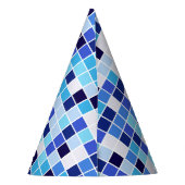 Fliesen, blaue Mosaikfliesen, geometrisches Muster Partyhütchen (Rückseite)