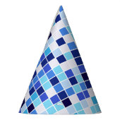 Fliesen, blaue Mosaikfliesen, geometrisches Muster Partyhütchen (Links)