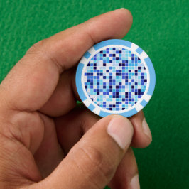 Fliesen, blaue Mosaikfliesen, geometrisches Muster Pokerchips