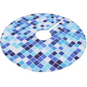 Fliesen, blaue Mosaikfliesen, geometrisches Muster Polyester Weihnachtsbaumdecke (Schrägansicht)