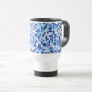 Fliesen, blaue Mosaikfliesen, geometrisches Muster Reisebecher