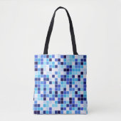 Fliesen, blaue Mosaikfliesen, geometrisches Muster Tasche (Vorderseite)
