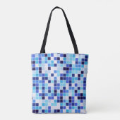 Fliesen, blaue Mosaikfliesen, geometrisches Muster Tasche (Rückseite)