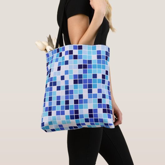 Fliesen, blaue Mosaikfliesen, geometrisches Muster Tasche (Von Nahem)