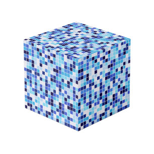 Fliesen, blaue Mosaikfliesen, geometrisches Muster Würfel