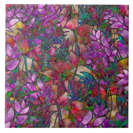 Fliesen Blumen abstraktes Buntglas (Vorderseite)