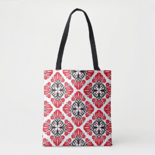 Fliesen-Blumenmuster. Volkskunst blüht. Tasche