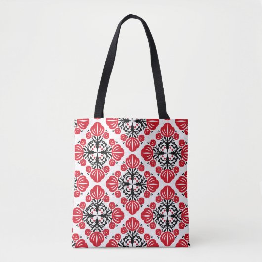 Fliesen-Blumenmuster. Volkskunst blüht.  Tasche (Vorderseite)
