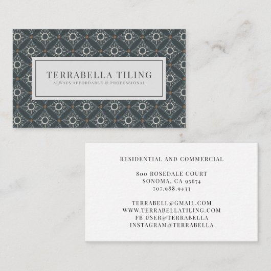 Fliesen Boden Grau schwarz Diamant Muster Visitenkarte (Vorne/Hinten)